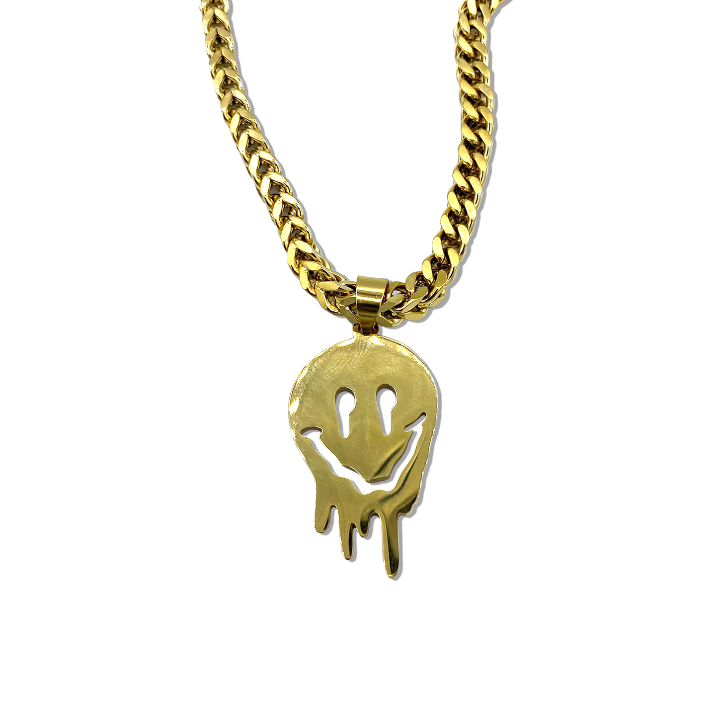 Drip Face Gold Chain Necklace